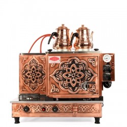 Tiryaki 2 Demlikli Ce Belgeli Tam Otomatik Bakır Çay Kazanı Çay Ocağı Çay Makinesi 